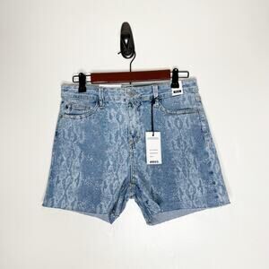 Judy Blue Mid Rise Snakeskin Printed Cut Off Raw Hem Shorts Women’s Size Large